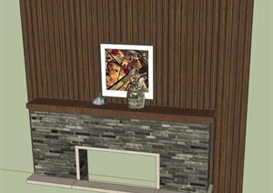室内壁炉柜背景墙设计SU(草图大师)模型