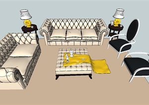 现代室内客厅沙发组合设计SU(草图大师)模型