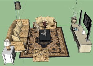 某欧式风格室内沙发组合设计SU(草图大师)模型