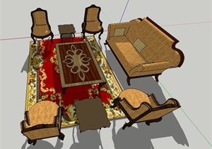 某欧式沙发组合设计SU(草图大师)模型