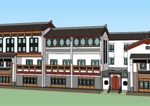 中式风格商业酒楼建筑设计SU(草图大师)模型