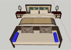 某卧室双人床设计SU(草图大师)模型