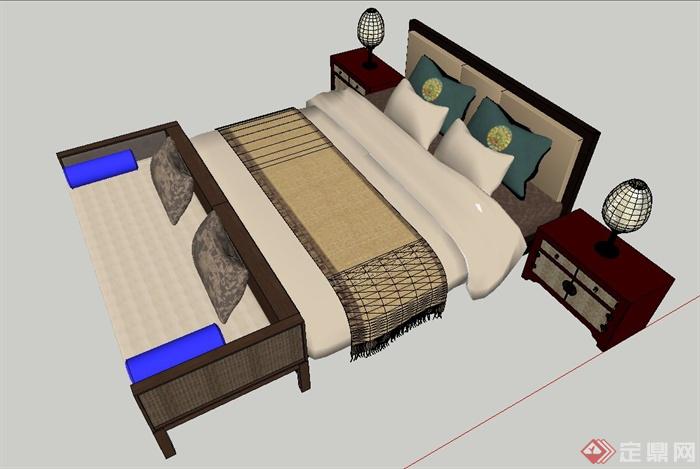 某卧室双人床设计SU模型(2)