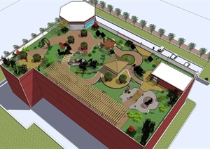 某公司屋顶花园景观设计SU(草图大师)模型