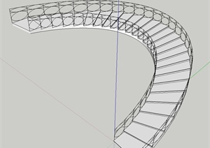 建筑节点环形缓坡楼梯设计SU(草图大师)模型