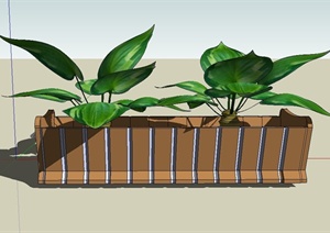 园林景观长方形种植池设计SU(草图大师)模型