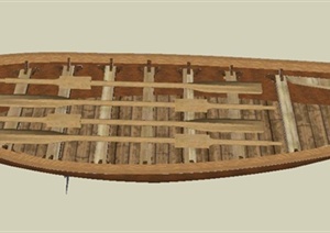 交通工具木质船只设计SU(草图大师)模型