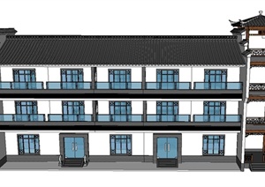 某古典中式三层综合办公楼建筑设计SU(草图大师)模型