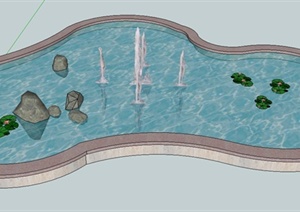 园林景观节点水池设计SU(草图大师)模型