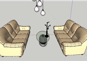 现代室内沙发和茶几组合设计SU(草图大师)模型