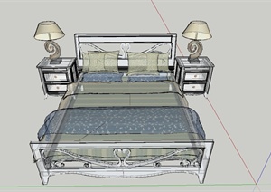 现代室内双人床组合设计SU(草图大师)模型
