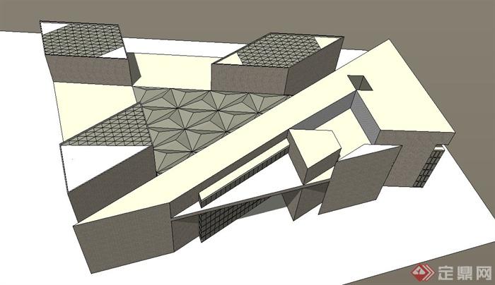 某创意美术馆建筑设计SU模型(3)