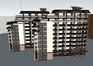 某地新古典住宅公寓楼建筑设计SU(草图大师)模型