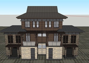 某两层新古典风格别墅建筑设计SU(草图大师)模型