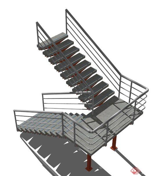 某现代简约转折楼梯su模型(2)