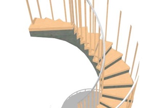 现代简约螺旋楼梯设计SU(草图大师)模型