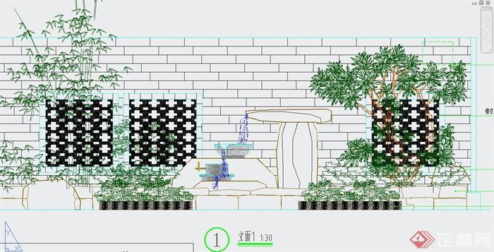 园林景观节点特色跌水景观设计CAD施工图(1)