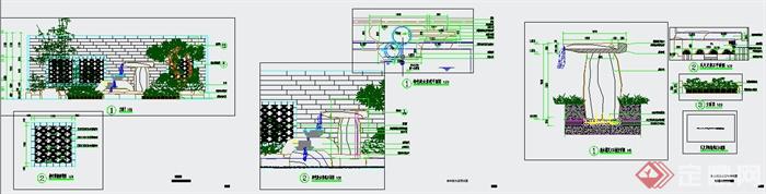 园林景观节点特色跌水景观设计CAD施工图(2)