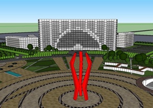 城市大型广场景观规划设计SU(草图大师)模型