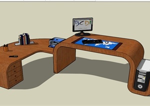 现代风格创意书桌设计SU(草图大师)模型