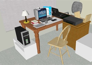 室内装饰书桌椅设计SU(草图大师)模型