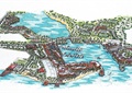 滨水景观规划,建筑,码头,植被