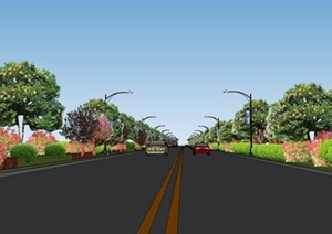 城市道路景观设计SU(草图大师)模型