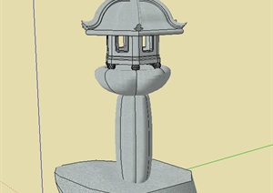 园林景观节点古典中式石灯笼设计SU(草图大师)模型