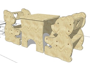 现代简约儿童桌凳设计SU(草图大师)模型