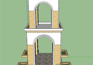 某欧式两层景观塔楼设计SU(草图大师)模型
