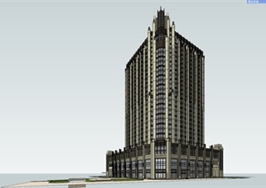 新古典风格高层酒店建筑SU(草图大师)模型