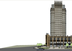 新古典风格高层金融大厦建筑设计SU(草图大师)模型