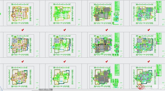 某美式风格住宅空间装修设计CAD施工图与JPG效果图(7)