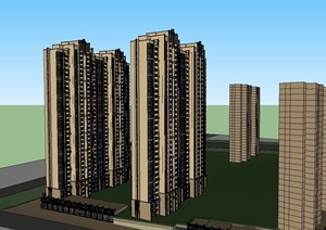 某新古典高层沿街商住房建筑设计SU(草图大师)模型