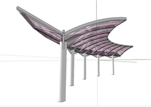 现代某玻璃弧形廊架设计SU(草图大师)模型