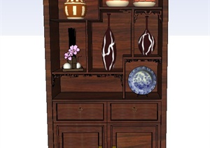 室内木质置物柜设计SU(草图大师)模型