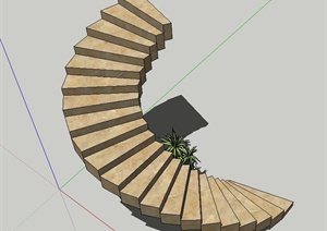 建筑节点室内旋转楼梯设计SU(草图大师)模型