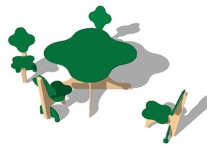 非常可爱的儿童桌椅组合SU(草图大师)模型