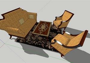 某欧式沙发茶几设计SU(草图大师)模型