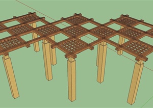 园林景观木质交叉廊架设计SU(草图大师)模型