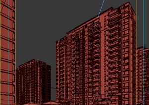 现代某六栋高层商住房建筑设计3DMAX模型