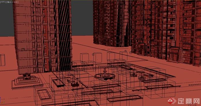 现代某六栋高层商住房建筑设计3DMAX模型(2)