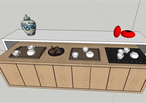 现代某茶具展示柜设计SU(草图大师)模型