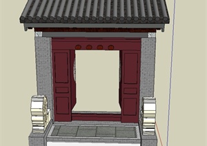 古典中式建筑节点门设计SU(草图大师)模型