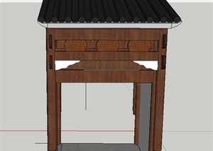 古典中式木质小锤门设计SU(草图大师)模型