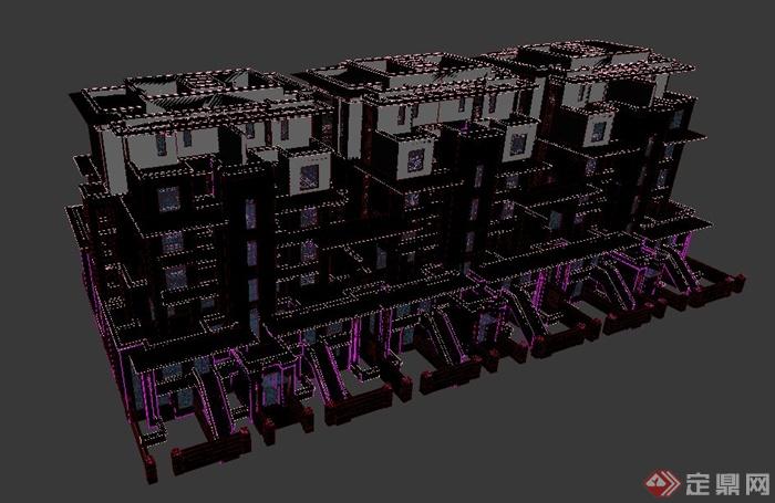 某多层联排别墅建筑设计3DMAX模型(2)