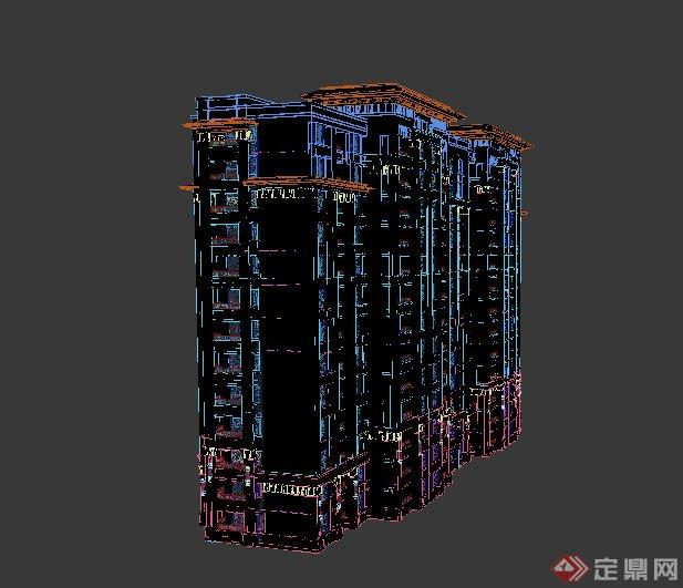 某住宅小区联排小高层建筑设计3DMAX模型(3)