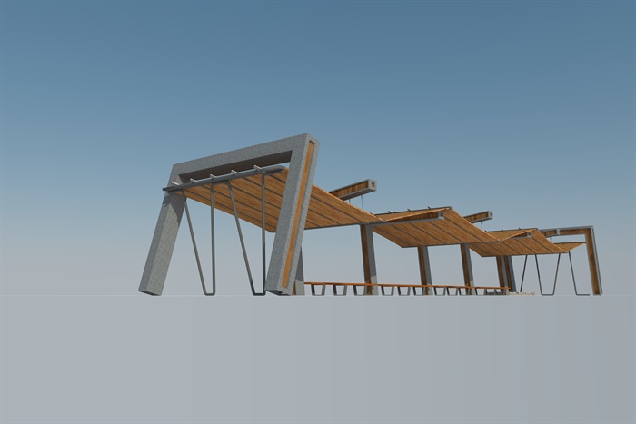 5款园林景观折线廊架设计su模型