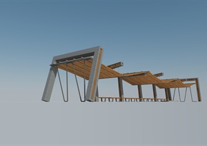 5款园林景观折线廊架设计SU(草图大师)模型