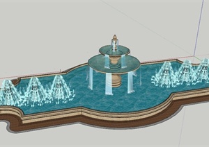 园林景观喷泉跌水水景SU(草图大师)模型